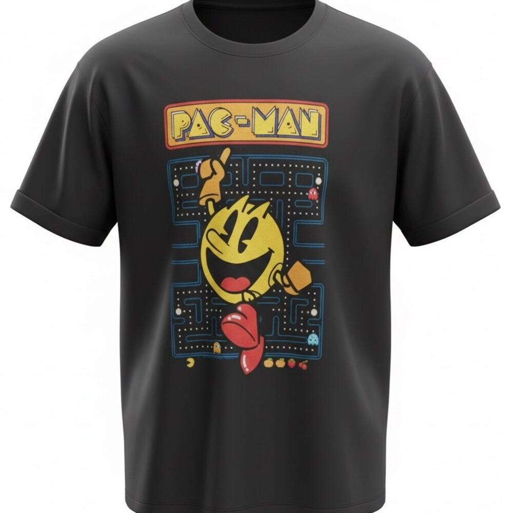 Brisco Brands Pacman High Score Retri Graphic Classic Black Tshirt Unisex XL